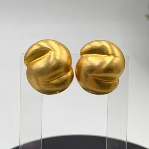 Les Bernard gold tone puffy clip‎ earrings